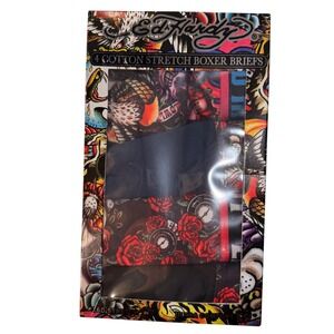 Ed Hardy NEW 4 Pack Cotton Stretch Boxer Briefs Tiger Roses Medium 32"-34" Waist